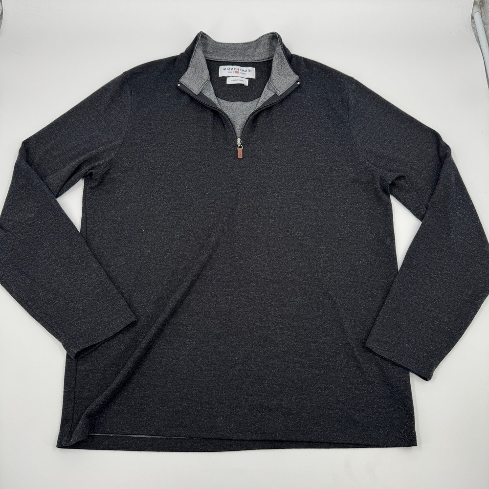 Mizzen+Main Quarter Zip Pullover‎ Mens XL Charcoal Gray Trim Fit Performance Lux